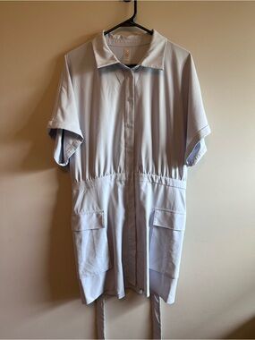 Rhone Light Blue Button-Front Utility Shirt Dress